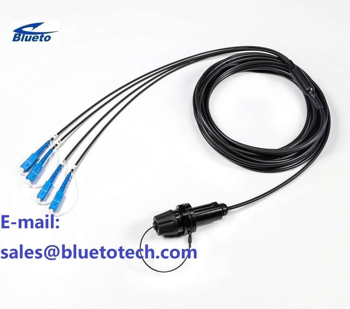 Fiber Optic Cable Expanded Beam Connector to LC 6Core Plug Socket Terminated harsh environment Armored field Fiber Optic Patch Cord