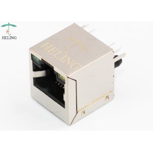 180 Degree Vertical RJ45 Jack Through Hole PCB Mount With Green / Yellow LED