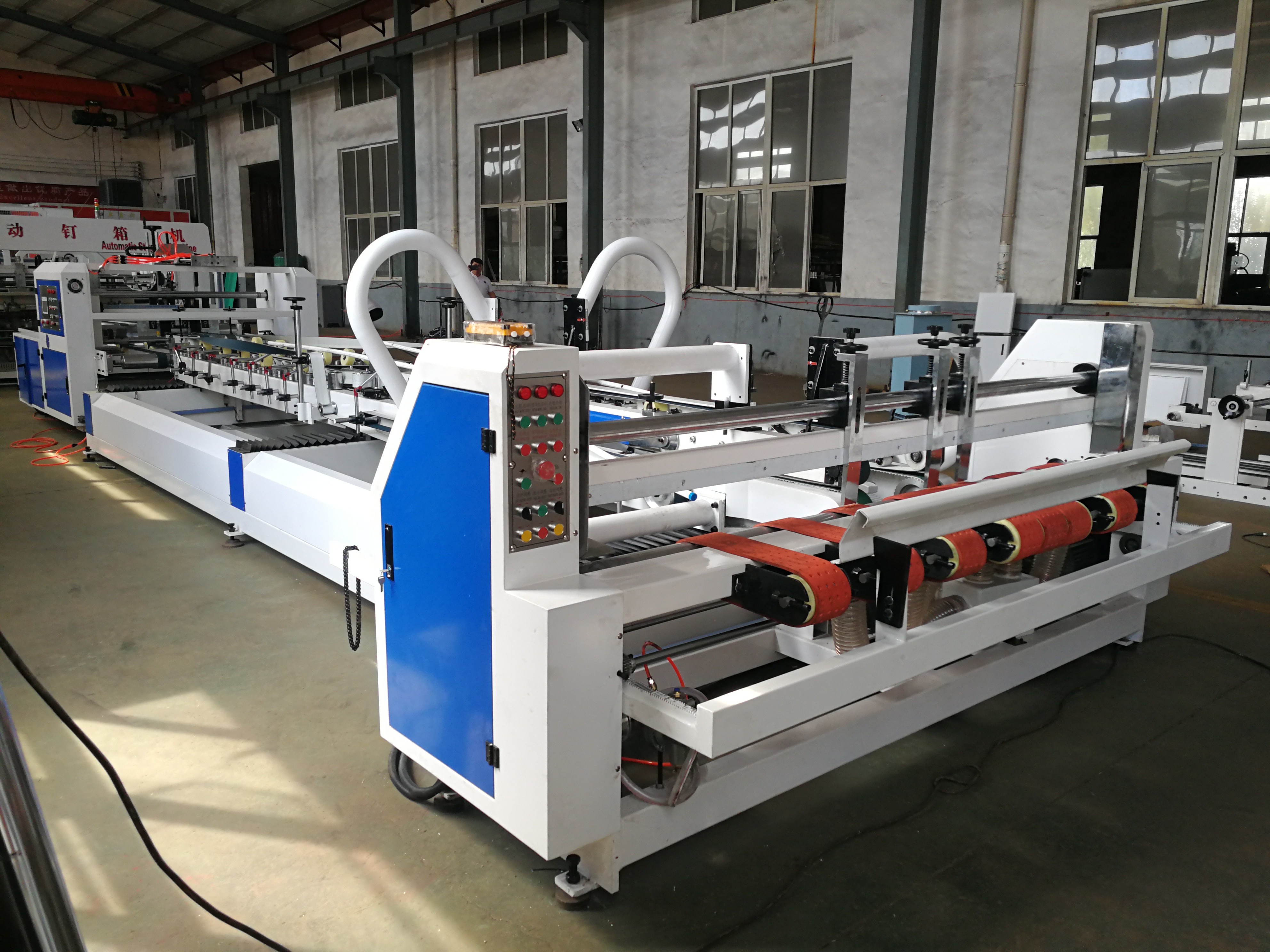 OEM Full Automatic Folder Gluer Stitcher Machine For Corrugated Box Gluing