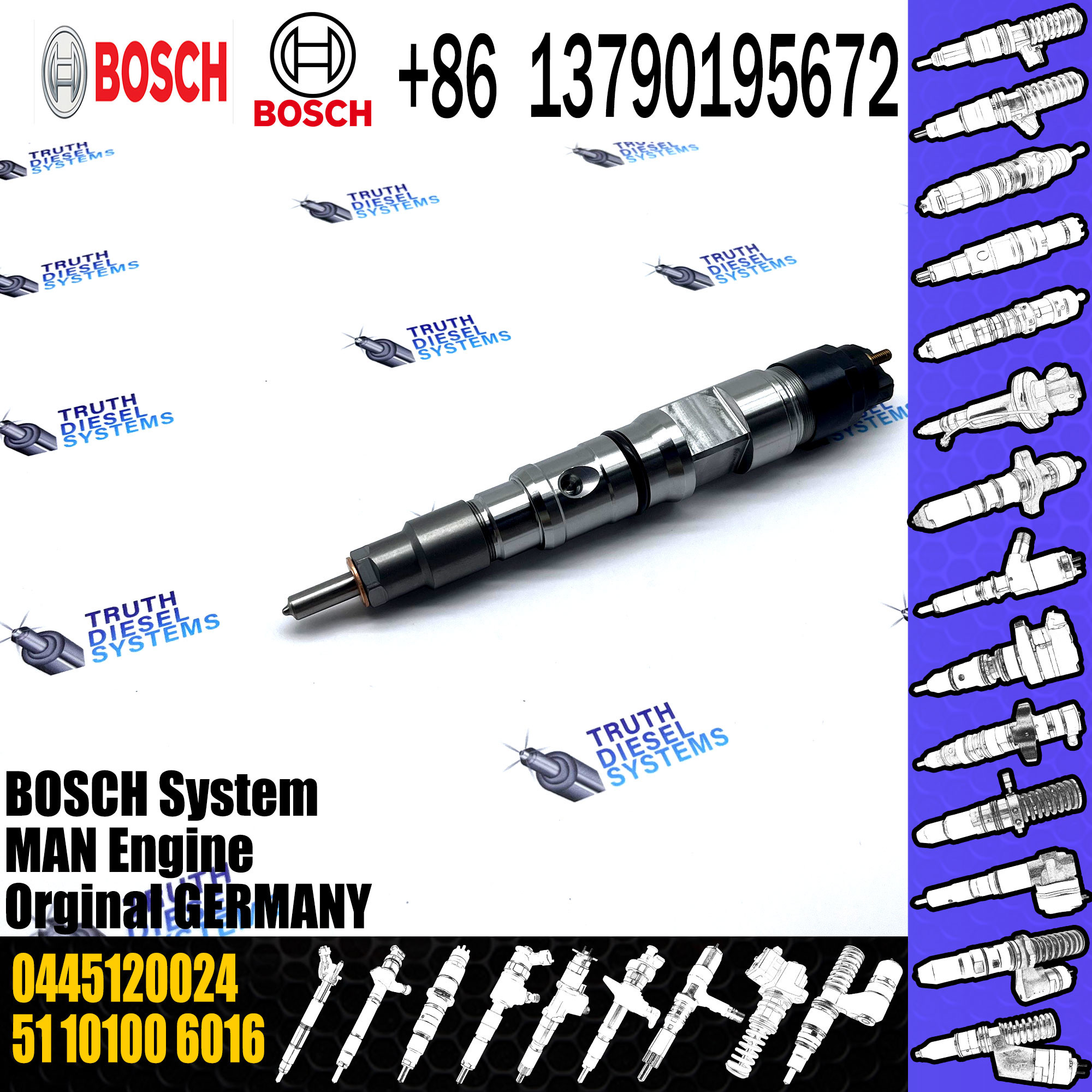 fuel injector 0445120044 0445120024 51101006049 for MAN for TGA truck more models