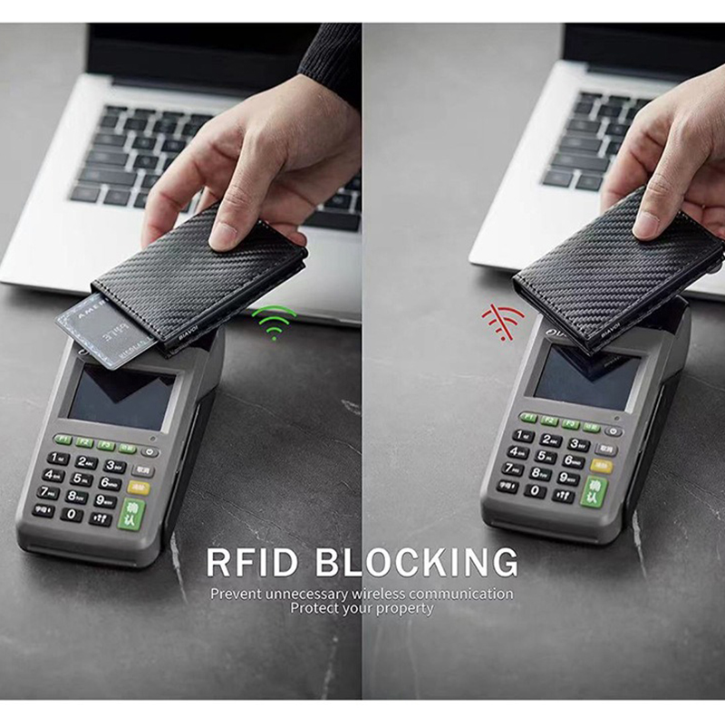 Minimalist Design RFID Blocking Leather Pop Up Wallet for Safe Credit Card Storage