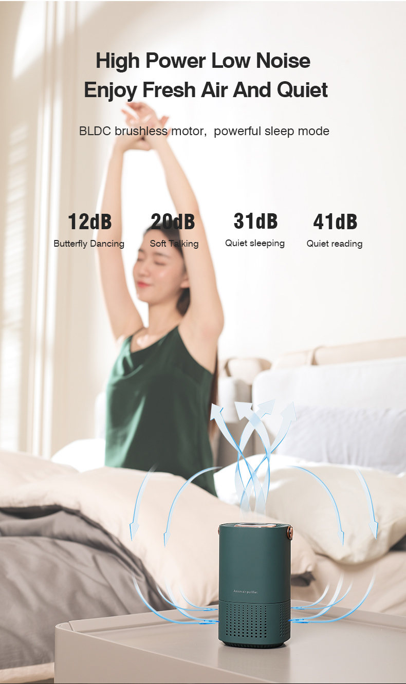 Homefish H13 Filter Desktop Car Air Purifier Negative Ion 8 Million Pcs/Cm3