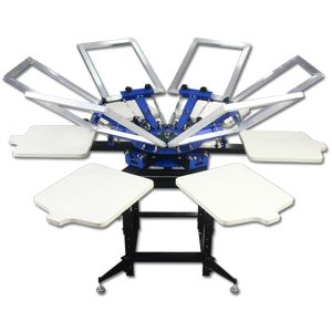 Double Rotary Manual 6-6 Color screen printing machine for t-shirt printing