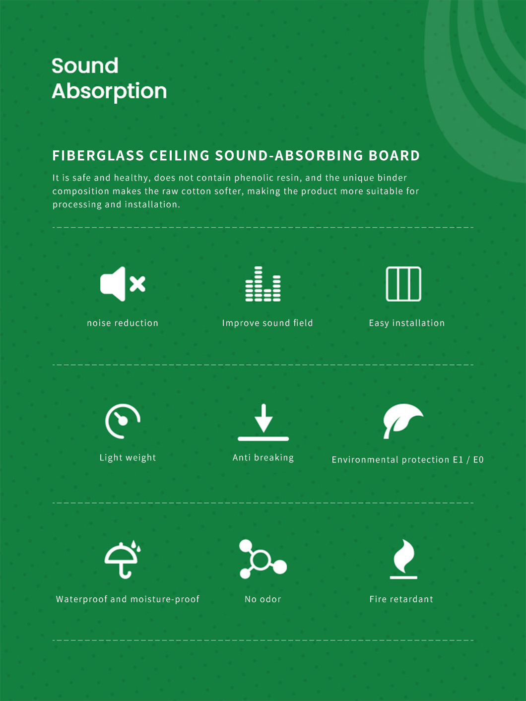 Customizable Fiberglass Sound Absorbing Acoustic Baffles for Integrated Ceilings