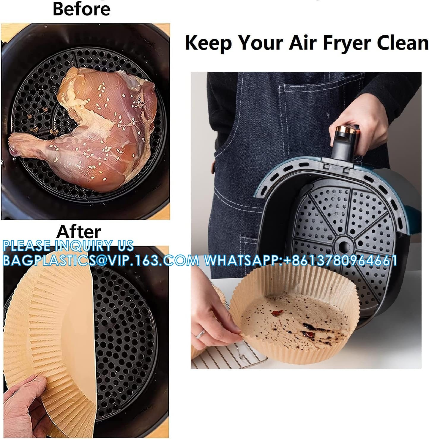 Air Fryer Paper Liners, 100PCS Non-Stick Disposable Liners, Baking Paper For Air Fryer Oil-Proof, Water-Proof