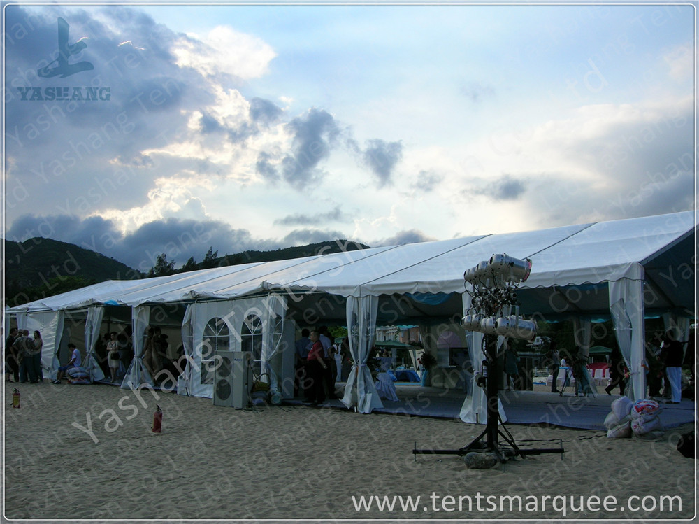 850gsm PVC Fabric Outdoor Event Tent 20M Wide With Red Roof Lining Decoration