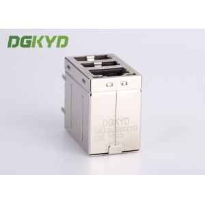 Cat3 RJ45 Connector Stack Over Dual USB 2.0 A Type With Y/G Led