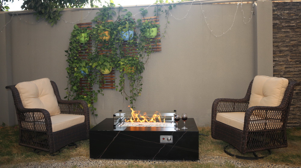 Square Steel Metal Outdoor Propane Gas Firepit For Enjoy Garden Life