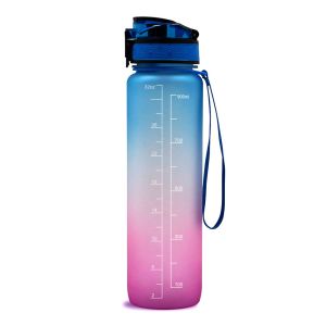 BPA Free Drinking Water Bottle with Time Marker & Straw