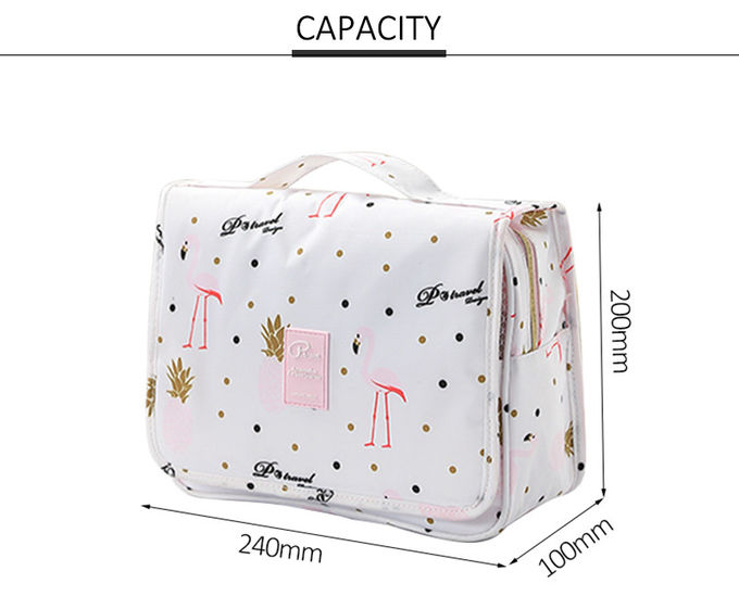 High Quality Flamingo Printed Portable Hanging Travel Makeup Toiletry Bag