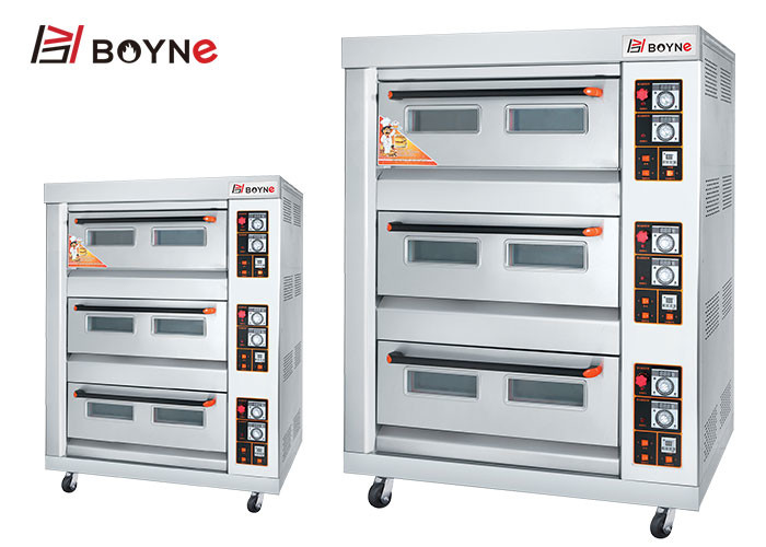Commercial Durable Stainless Steel Gas Oven Three Deck Six Trays Bread Oven For Cake Shop
