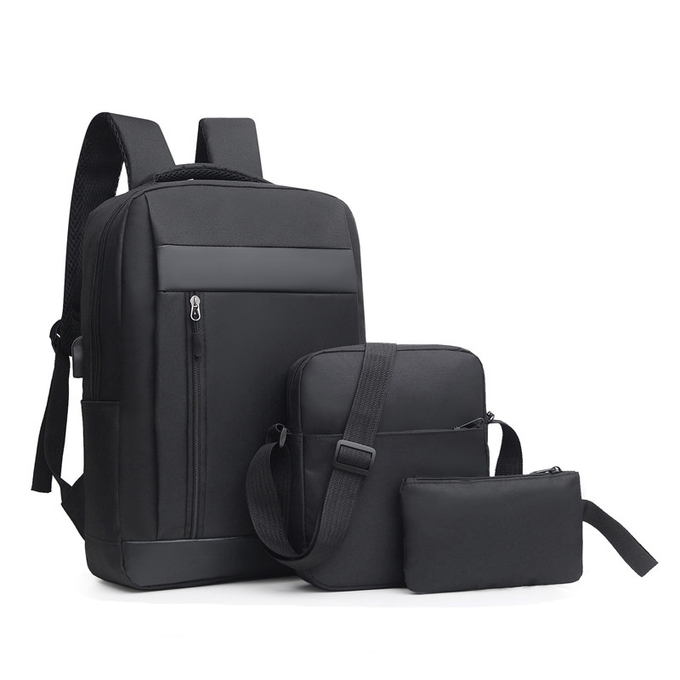 Black ODM Unisex Backpack Sets Business 3 In 1 Laptop Backpack Set School