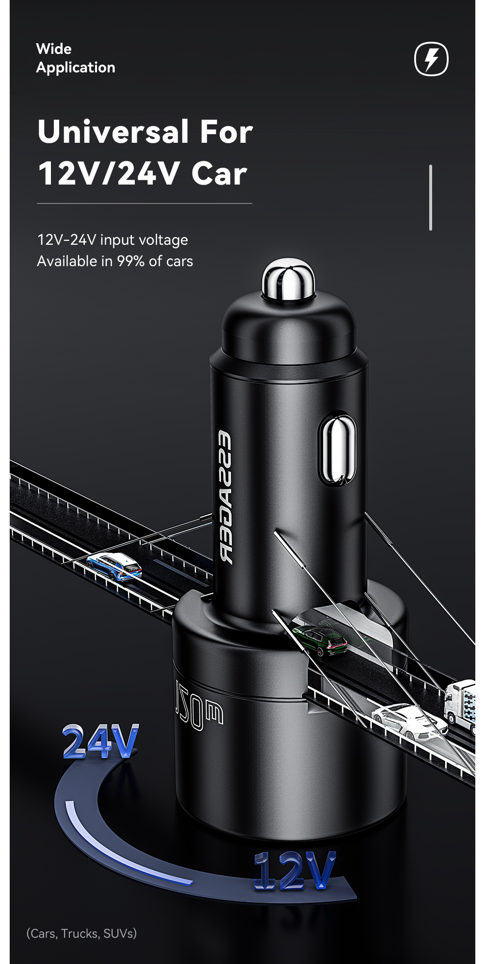 ESSAGER FSJ-009 Series 120W Cell Phone Quick Car Charger Outlet