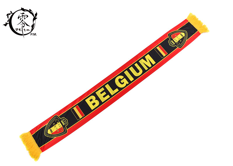 Belgium Custom Winter Soccer Team Scarves , Fleece Printed Football Scarves