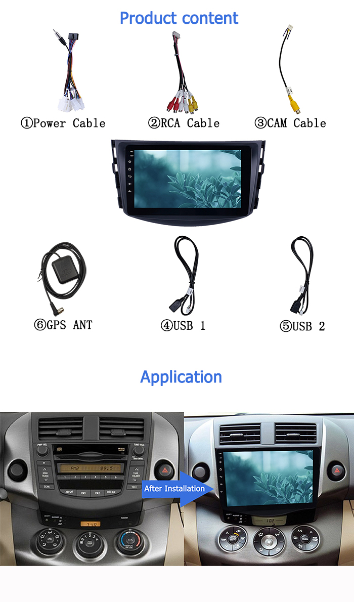 9 Inch 2 Din 1+16GB Android Touch Screen Car DVD Player for Toyota RAV4 2007 2008 2009 2010 2011 2012 2013 Car Radio Hea
