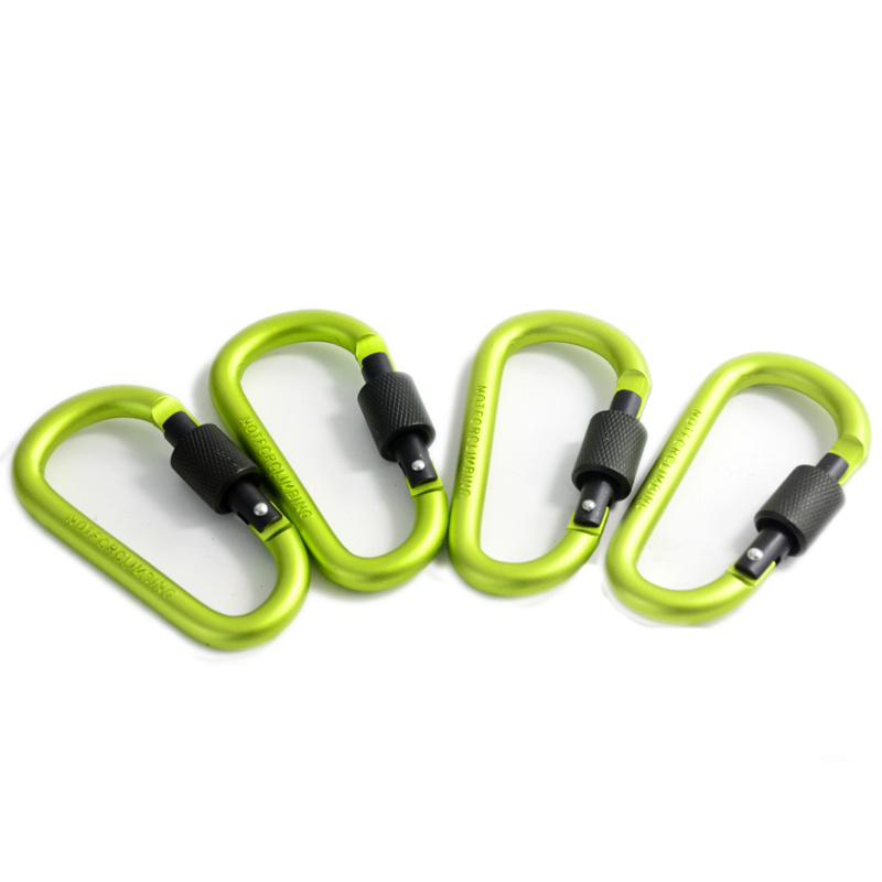 D Shape Aluminum Keychain Carabiner Clip with Screw Lock