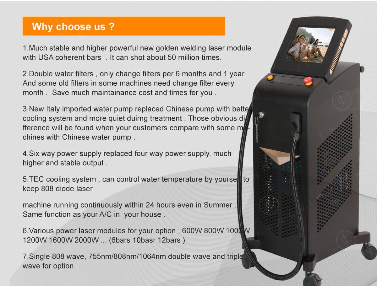 2000W Diode Laser Hair Removal Machine Professional Hair Removal Machine Triple Waves