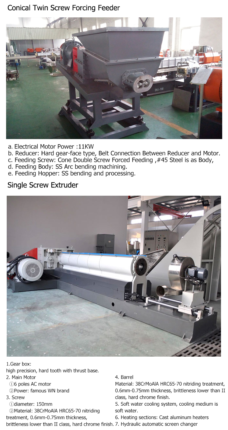 160KW 185KW Plastic Pelletizing Line PET Recycling Granulator Machine