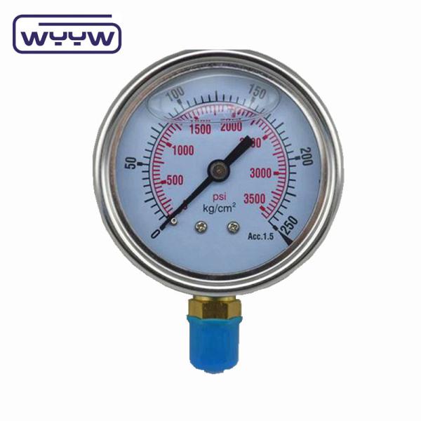 Quality Glycerine Pressure Gauge Manometer 100mm Bottom Pressure Meter For Oil And Gas for sale