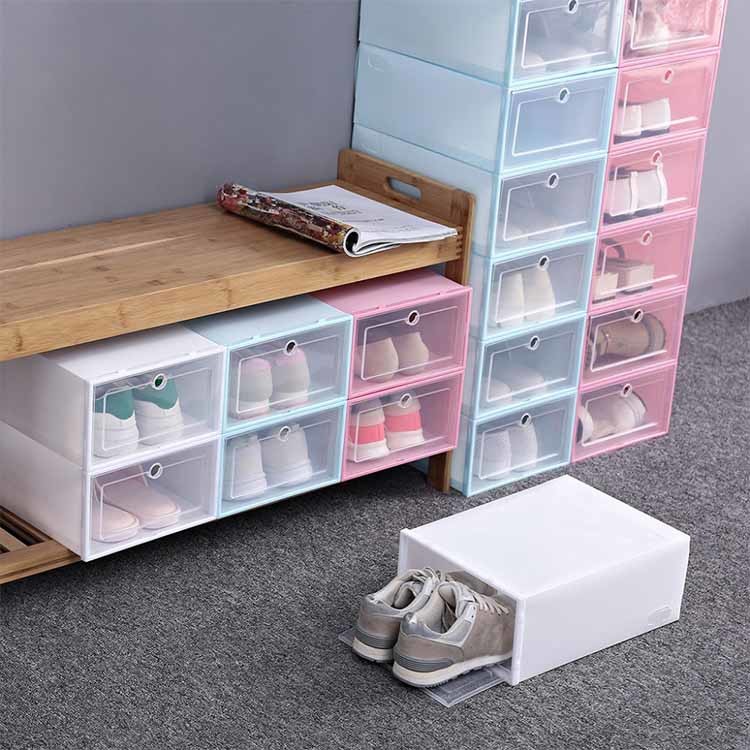 Multifunctional Stackable Shoe Storage Boxes , Thickened Plastic Shoe Containers