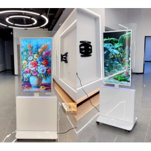 Transparent Floor Standing Kiosk Double Sided LCD Display Signage