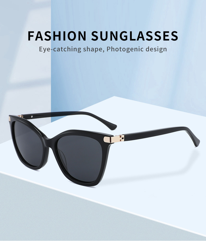 Cat'S Eye Shape Acetate Frame Sunglasses With 180 Degree Flexible Hinge Glasses