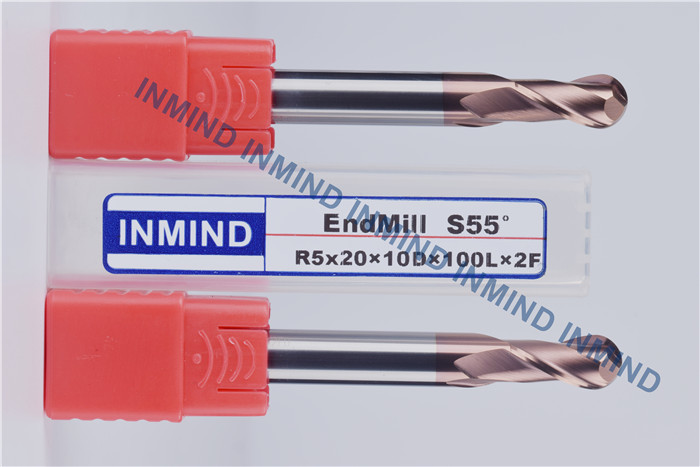Long Flute Ball Nose End Mill with 100 mm Length 10 mm Dia 0.5 - 0.6 UM Grain Size