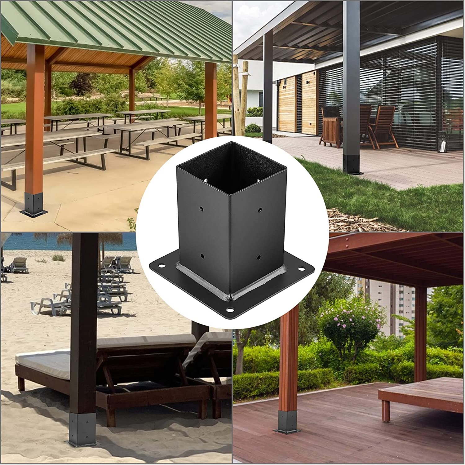Strong and Durable 3-Way Triangle Bracket for Pergola Black Customized Thickness