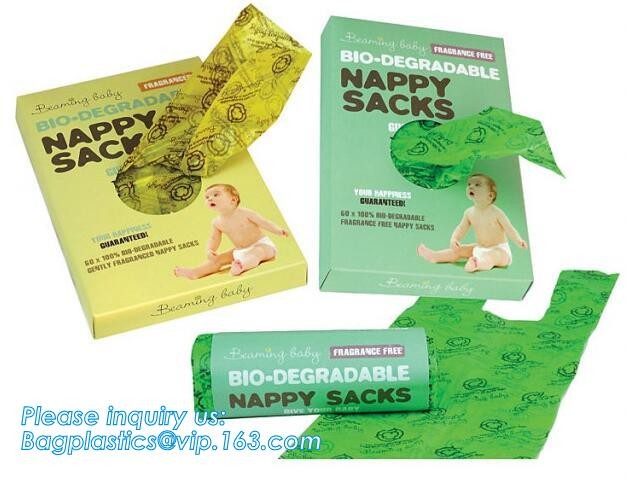 plastic t-shirt shape bag/ diaper sack bag with powder scent, biodegradable custom baby disposable diaper nappy bag, pac