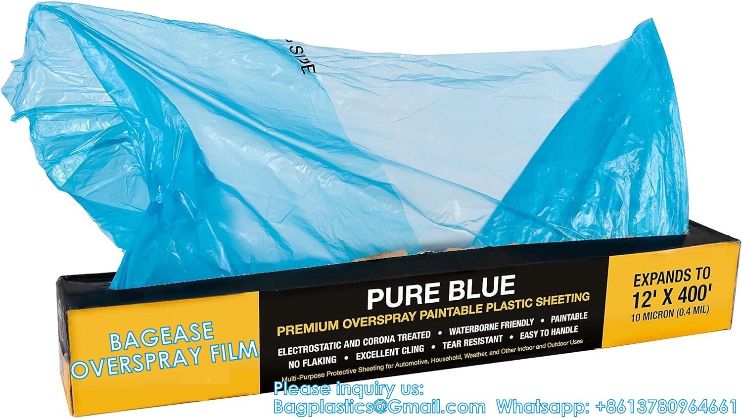Overspray Paintable Plastic Sheeting - 10 Micron, Protective Masking Film Cover - Auto Car Painting, Bodyshop