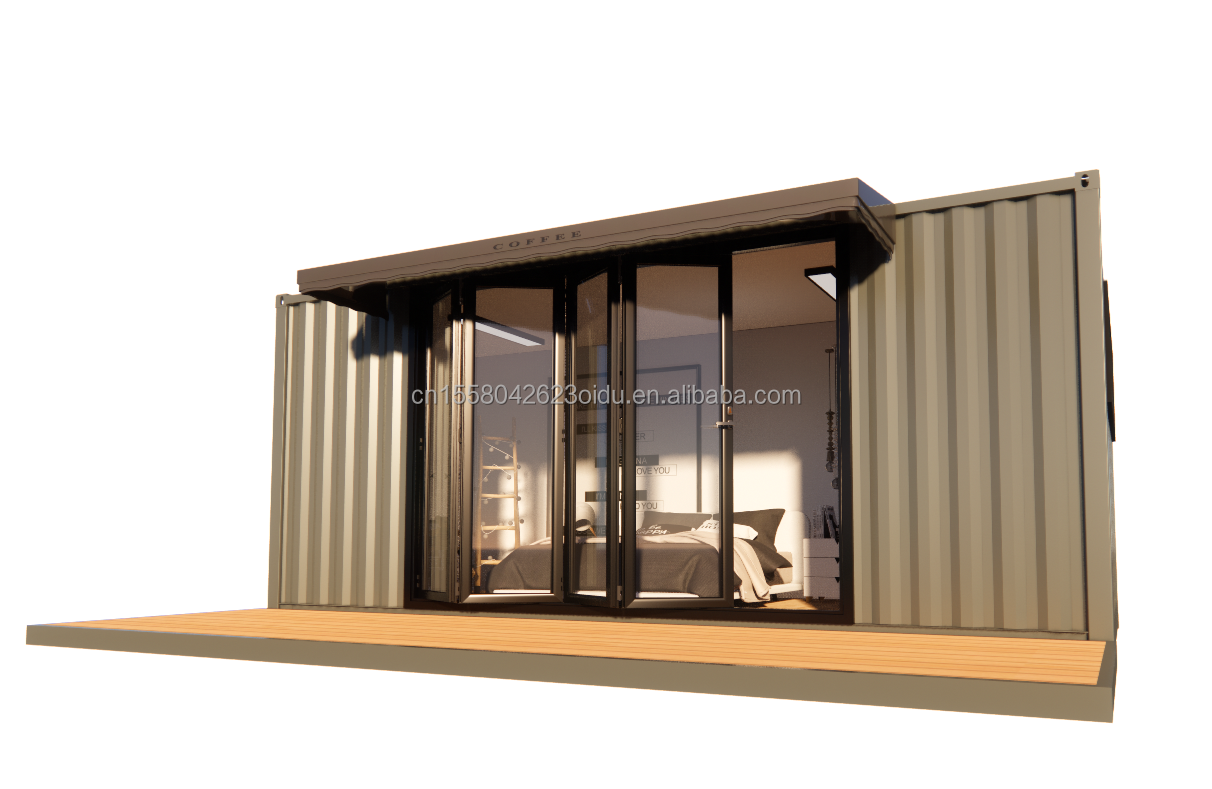 Residential Modular Prefabricated Trailer with 50/75/100mm Wave Sandwich Panel Walls 20ft Modern Design Style