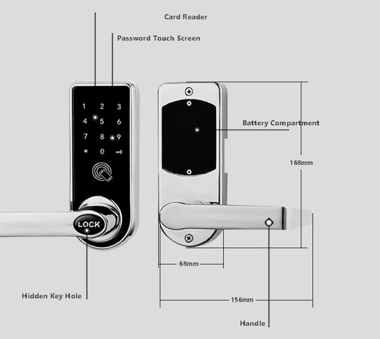 High Security Bluetooth Door Lock Support Digital Password IC Card For Entry Front Door
