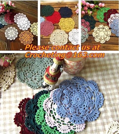 Household Handmade Flower Crochet Doilies, Round Cup Mat Pad, Coaster Placemats,