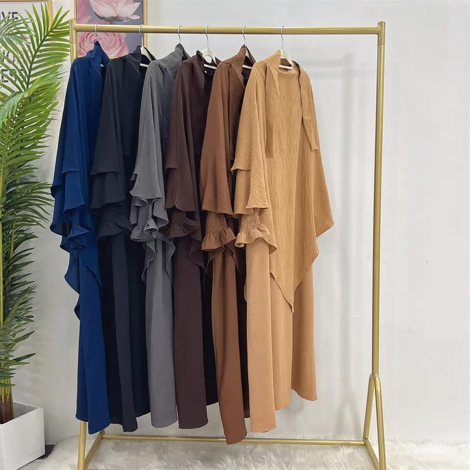 Dubai Abaya 2023 Muslim Women Prayer Islamic Ethnic Clothing with 2 Layer Hijab Abaya Women