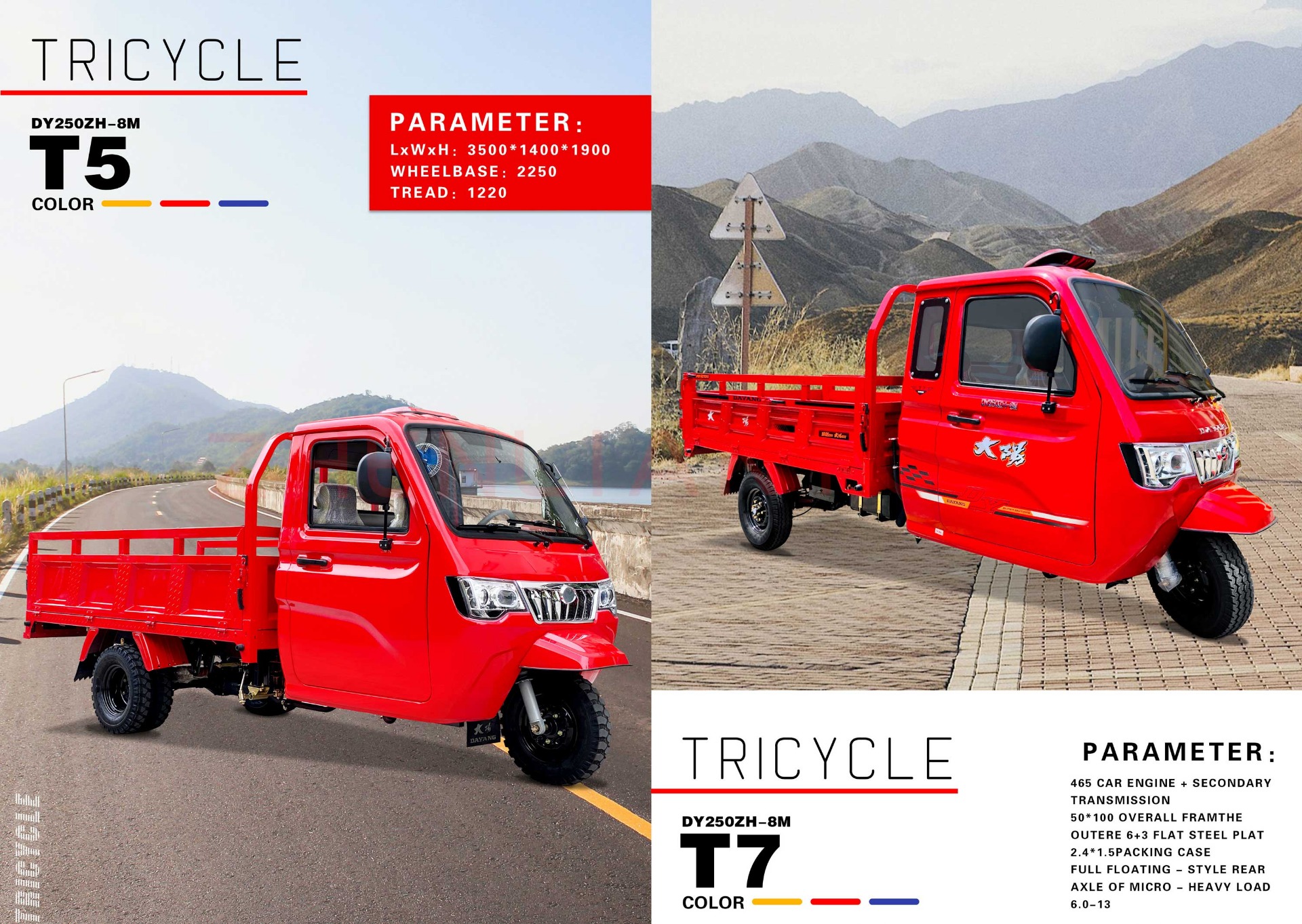 DAYANG Classic Light Loading Truck Cargo Motorcycle 110CC/150CC/175CC Engine Motorized 151-200cc