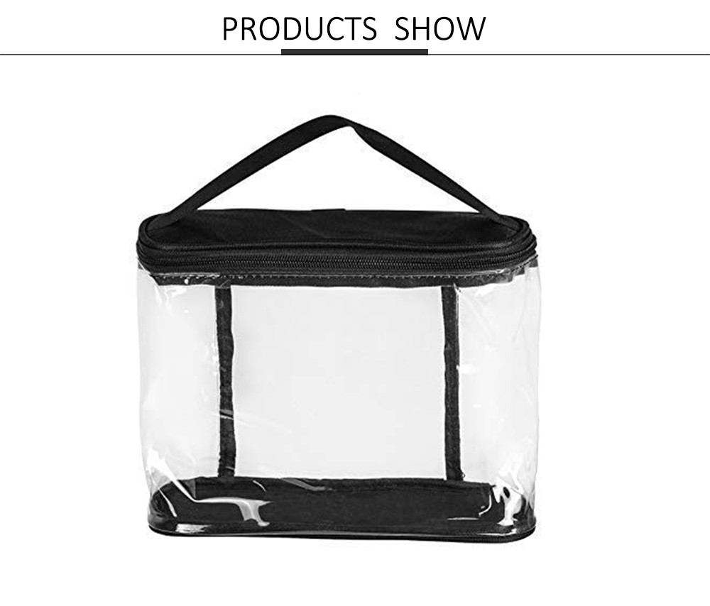 Large Double Zippers Clear Cosmetic Organizer Pouch for Carrying Makeup