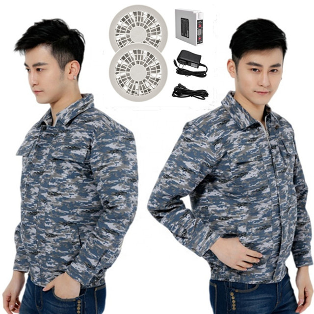 HADYFAN Cotton Outdoor Summer Cooling Fan Jacket Plain Printing