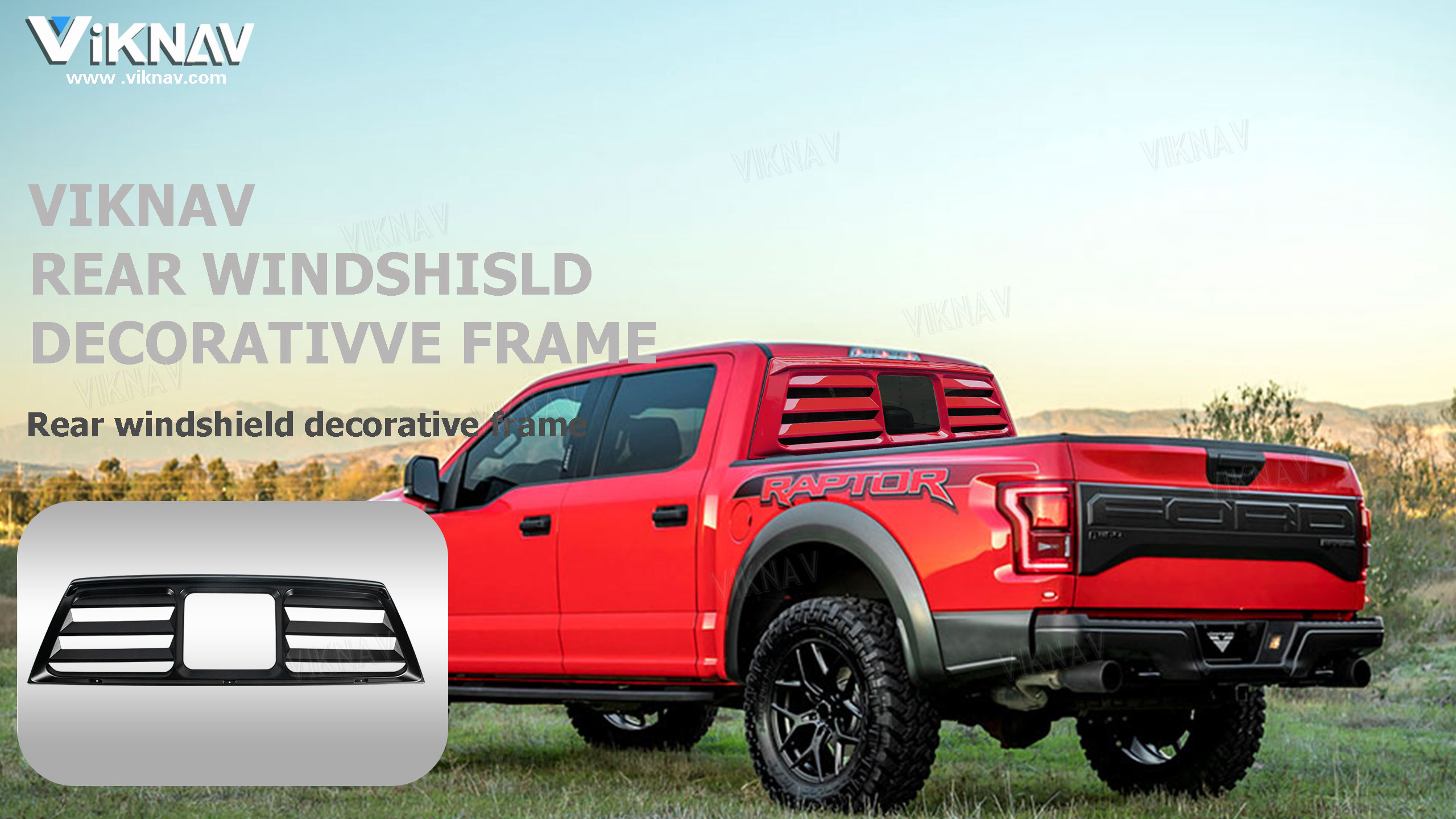 Viknav for 2021-2022 Ford F150 rear windshield protective frame decorative modification parts
