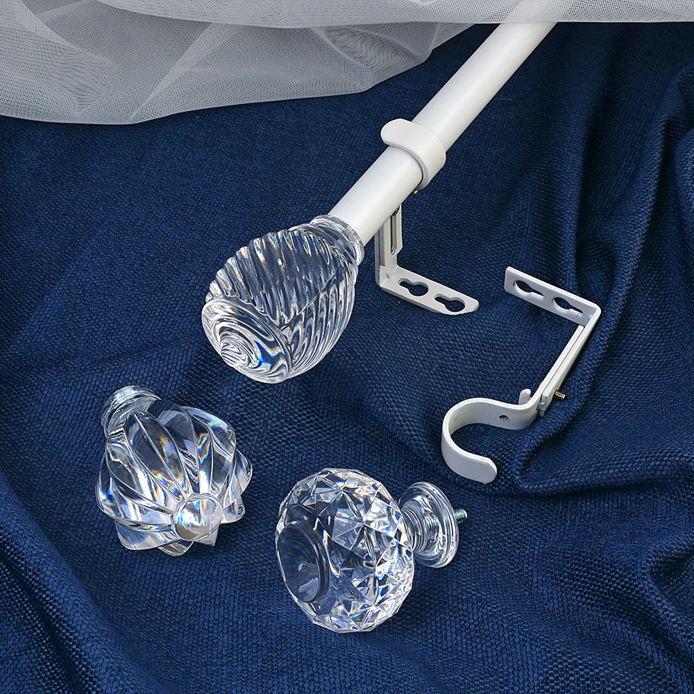 Custom Transparent Acrylic Curtain Rod Finials Single Bracket