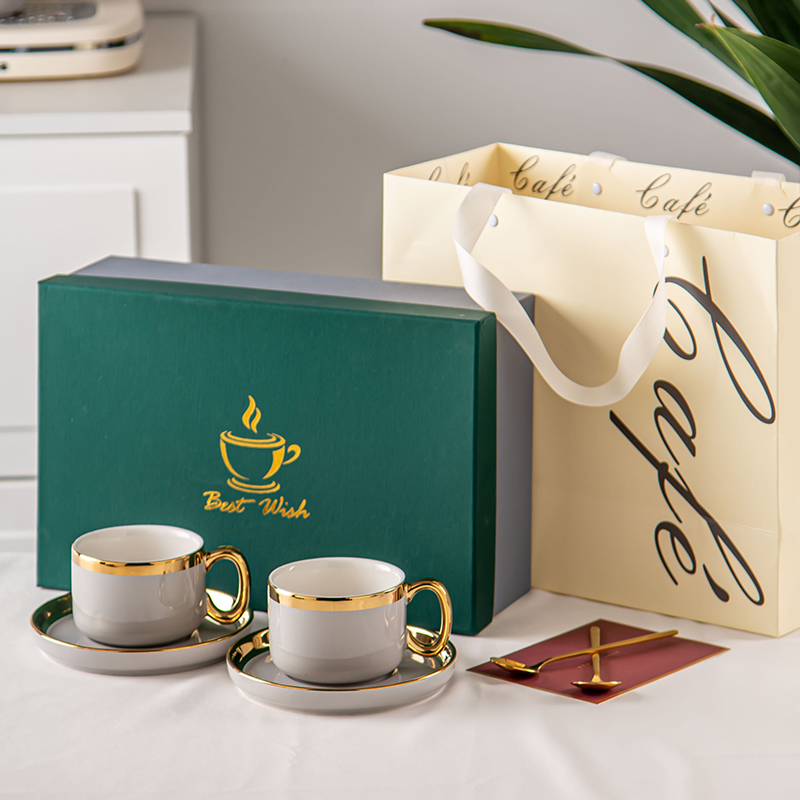 Business Gifts Occasion Porcelain Gold Rim Cup And Saucer Set For Mom On Mother'S Day