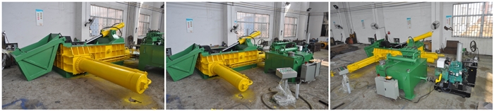 Scrap metal baler with hopper