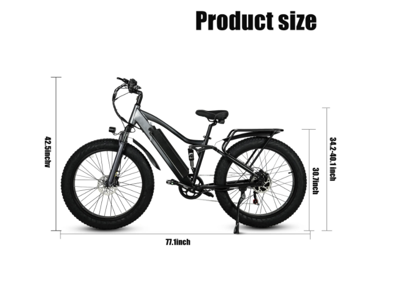 Fat Tire Electric Mountain Bikes For Adults 26 Inch 750W Motor 17Ah Lithium Battery