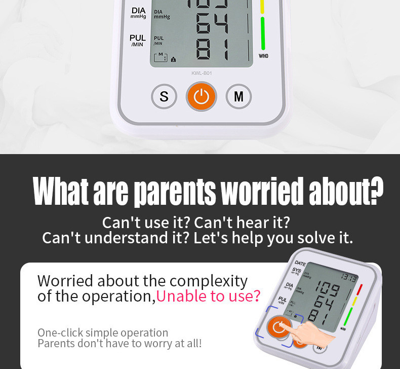 Smart LCD Digital Display Blood Pressure Monitor With Large Volume Voice Reporting