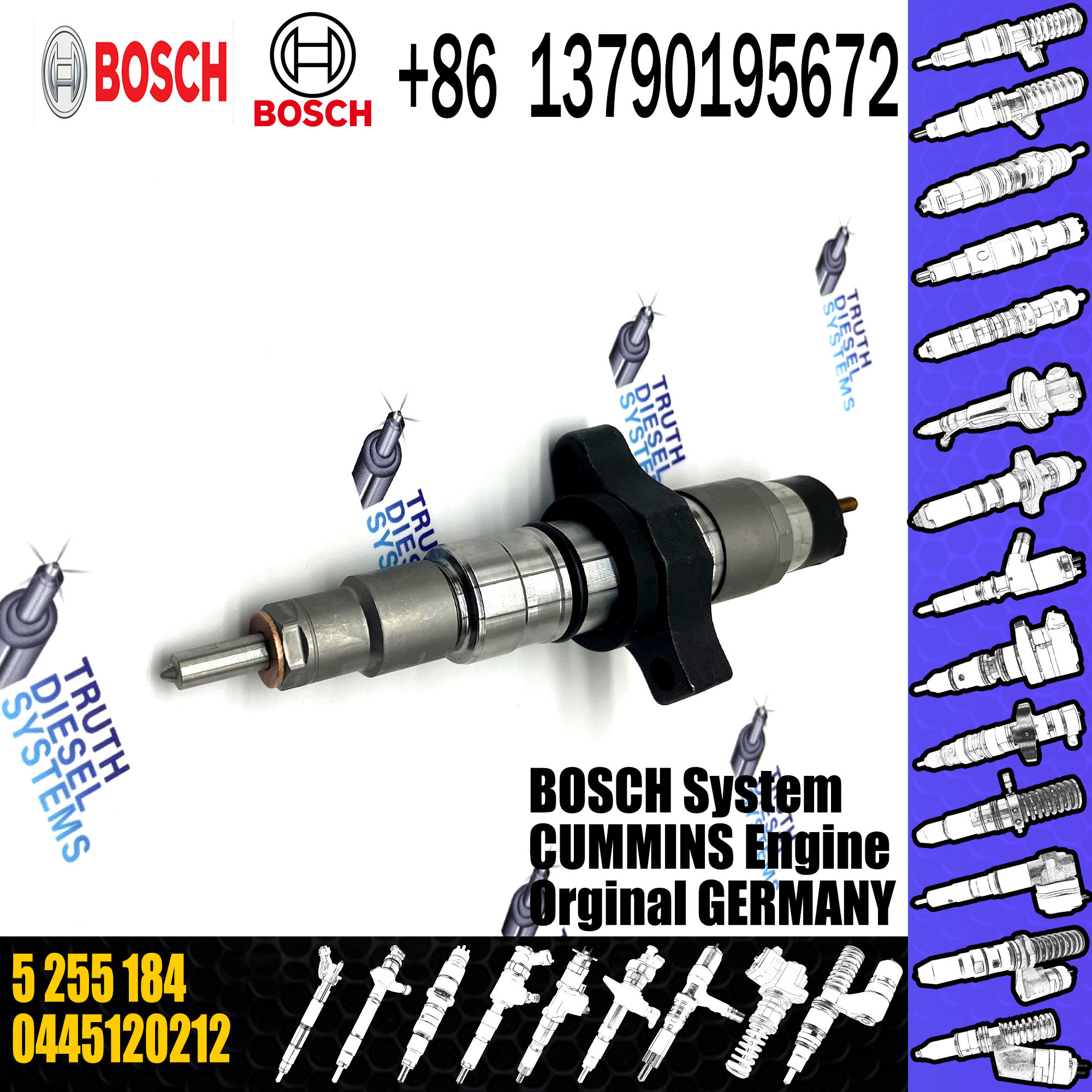 Common Rail Feul Injector 0445 120 212 0445120212 5255184 for Cummins ISB5.9 Diesel Engine