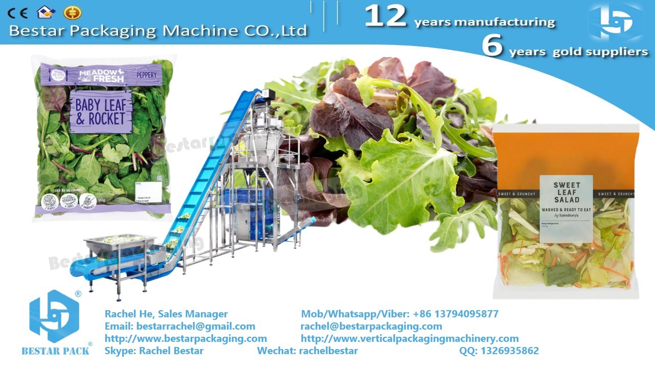 Leafy greens salad 100g pouch automatic weighing and packing machine