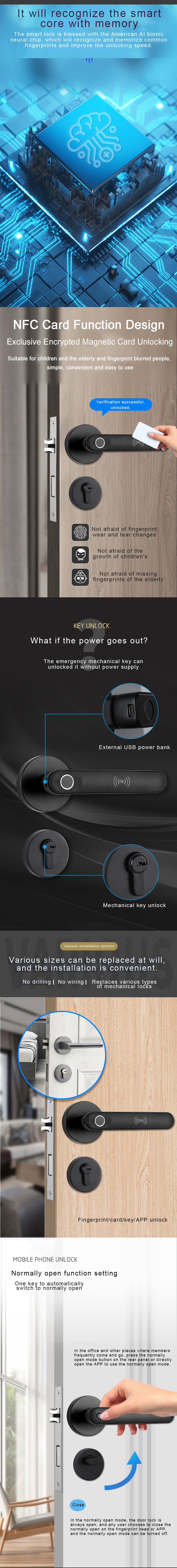 BLE Intelligent Door Lock Fingerprint Electronic Door Locks For Home