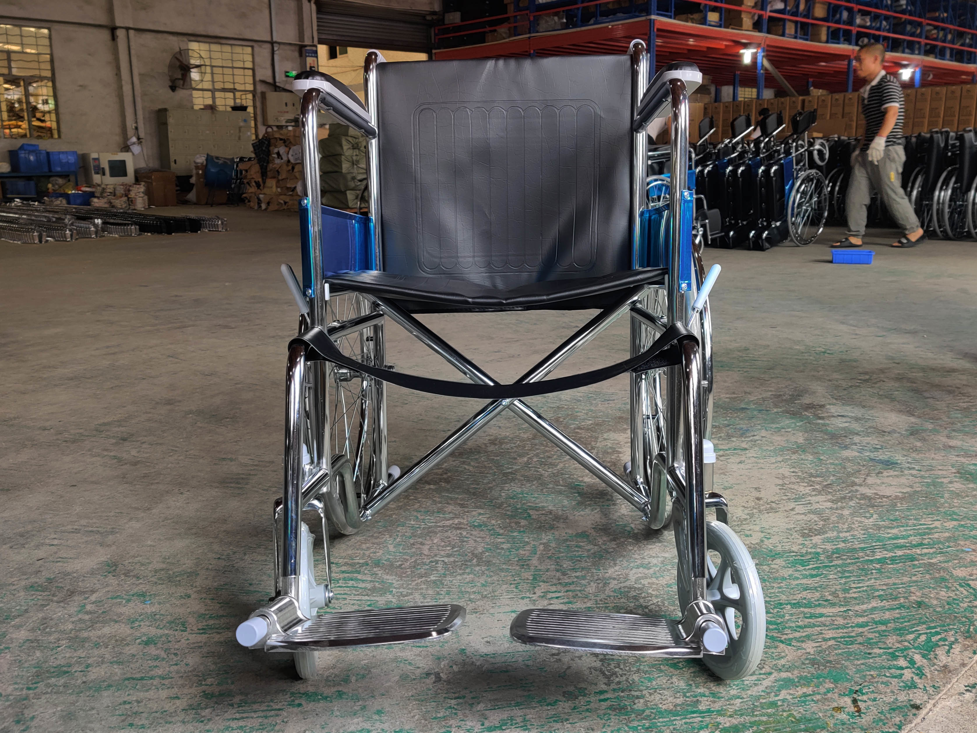 Surgical Care Folding Steel Wheelchair With Solid Castor