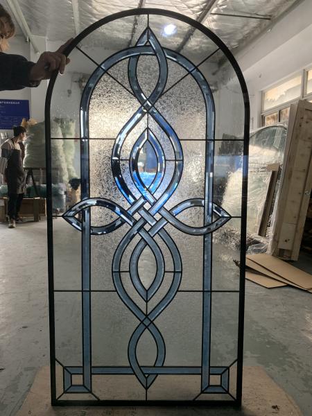 Quality Classic Design Clear Beveled Door Glass Insert For Wood Doors With Grey And Brass Caming for sale