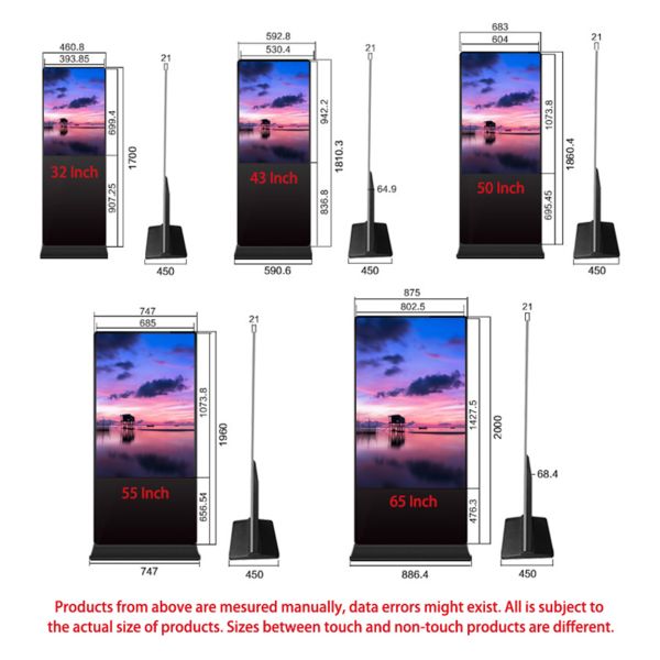 65 Inch Interactive IPS Kiosk Touch Screen Floor Standing Advertising Screen with SDK for Elevator Wayfinding