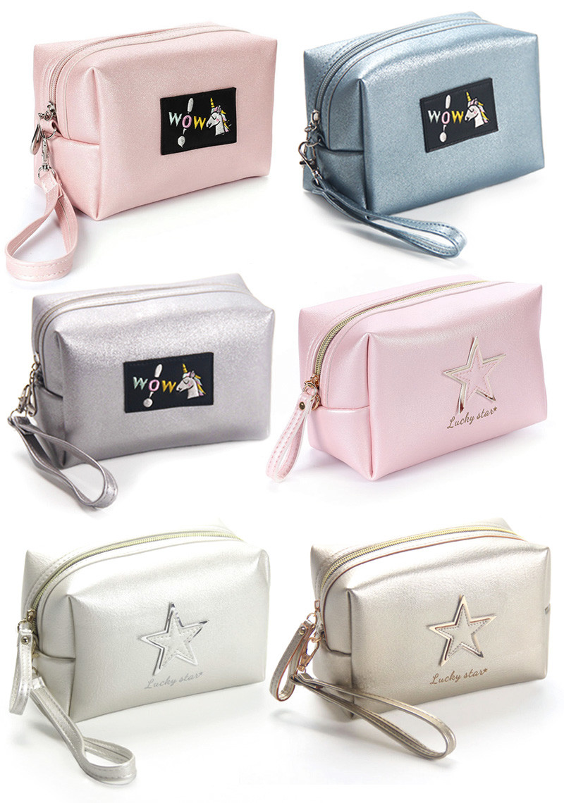 Custom Printed Pure Color Blank Zipper PU Makeup Bag